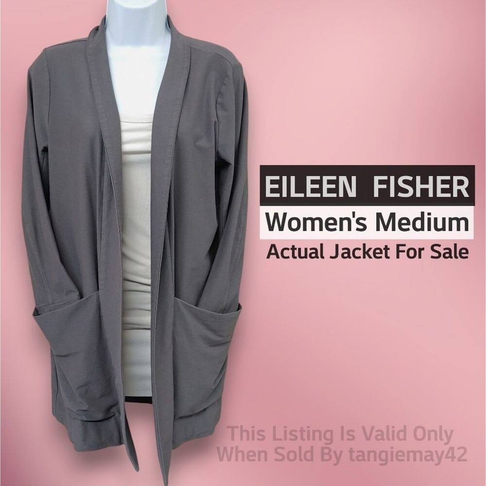 Eileen Fisher Tunic Length Open Cardigan Sweater Womens Medium